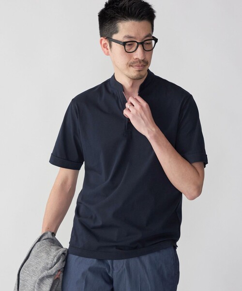 SHIPS（シップス）の「【WEB限定】SHIPS:〈接触冷感〉アイスタッチ プレーティングジャージー パイピング バンドカラーポロシャツ（ポロシャツ・メンズ・ダークグレー/ネイビー/ホワイト/ブラック・SMALL/MEDIUM/LARGE/X-LARGE）」の15枚目の写真