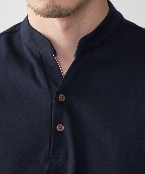 SHIPS（シップス）の「【WEB限定】SHIPS:〈接触冷感〉アイスタッチ プレーティングジャージー パイピング バンドカラーポロシャツ（ポロシャツ・メンズ・ダークグレー/ネイビー/ホワイト/ブラック・SMALL/MEDIUM/LARGE/X-LARGE）」の19枚目の写真