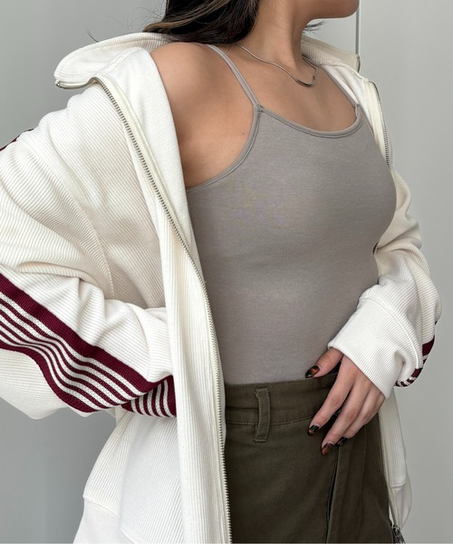 CPCM（シーピーシーエム）の「カップ付き肩紐Wキャミインナー（キャミソール・レディース・チャコールグレー/ピンク/キナリ/イエロー/グレイッシュベージュ/ブラック/ブルー・FREE）」の6枚目の写真