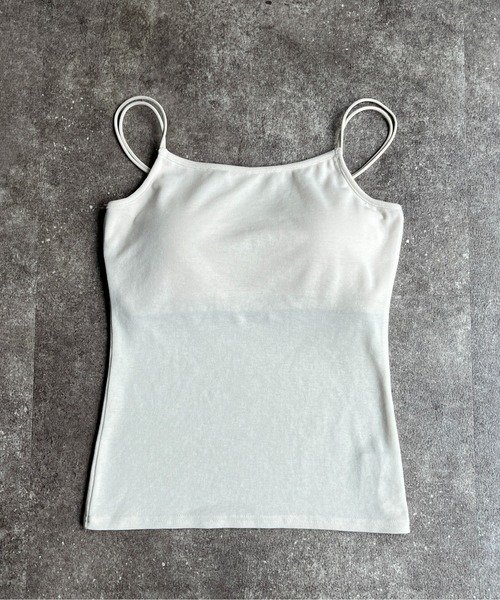 CPCM（シーピーシーエム）の「カップ付き肩紐Wキャミインナー（キャミソール・レディース・チャコールグレー/ピンク/キナリ/イエロー/グレイッシュベージュ/ブラック/ブルー・FREE）」の3枚目の写真