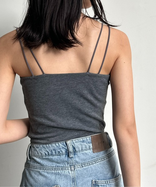 CPCM（シーピーシーエム）の「カップ付き肩紐Wキャミインナー（キャミソール・レディース・チャコールグレー/ピンク/キナリ/イエロー/グレイッシュベージュ/ブラック/ブルー・FREE）」の10枚目の写真