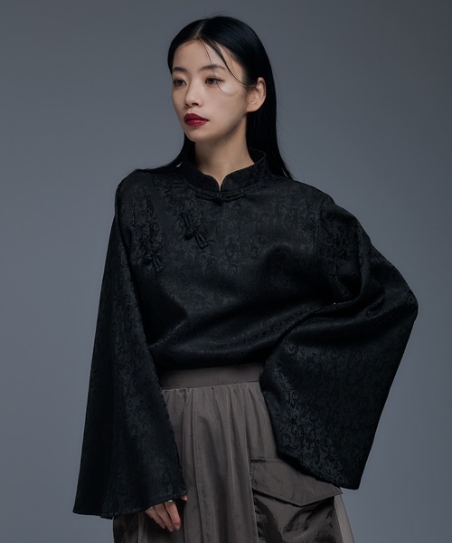 OzzOneste ホルターネック フレアスリーブ チャイナトップス OzzOneste