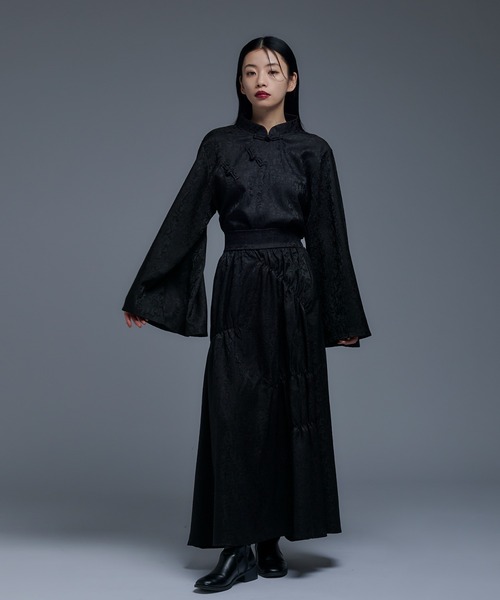 OzzOneste ホルターネック フレアスリーブ チャイナトップス チャイナ