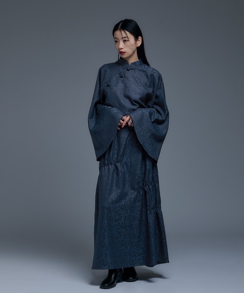 OzzOneste ホルターネック フレアスリーブ チャイナトップス チャイナ