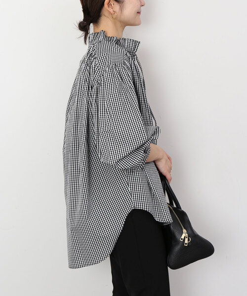 SLOBE IENA(スローブイエナ)の「タックカラーボリュームスリーブブラウス(シャツ/ブラウス・レディース・ブラック系その他/ホワイト/ブルー系その他/ピンク系その他・FREE)」の8枚目の写真