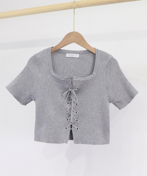 Miniministore(ミニミニストア)の「サマーニット ショート丈 ニットトップス(ニット/セーター・レディース・グレー/ホワイト/ブラック・FREE)」の13枚目の写真