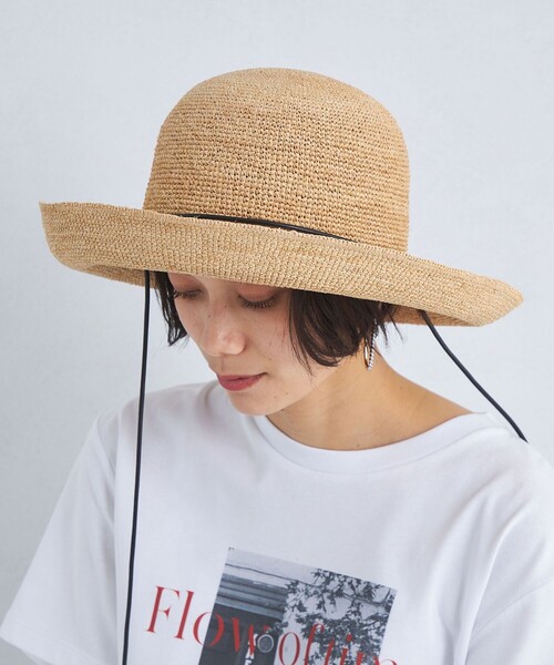 green label relaxing(グリーンレーベルリラクシング)の「ワイドブリムラフィア ハット(ハット・レディース・ナチュラル・FREE)」の4枚目の写真