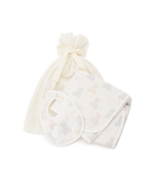 gelato pique（ジェラートピケ）の「【ラッピング済み】【BABY】ベア３重ガーゼブランケット&スタイSET（ベビーギフト・キッズ・その他・FREE）」の2枚目の写真