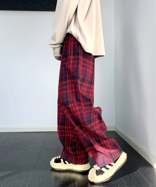【セール】【neos】ルーズシルエット リラックス ワイド イージー ビンテージライク タータン チェック バルーン パンツ（その他パンツ）｜neos（ネオス）