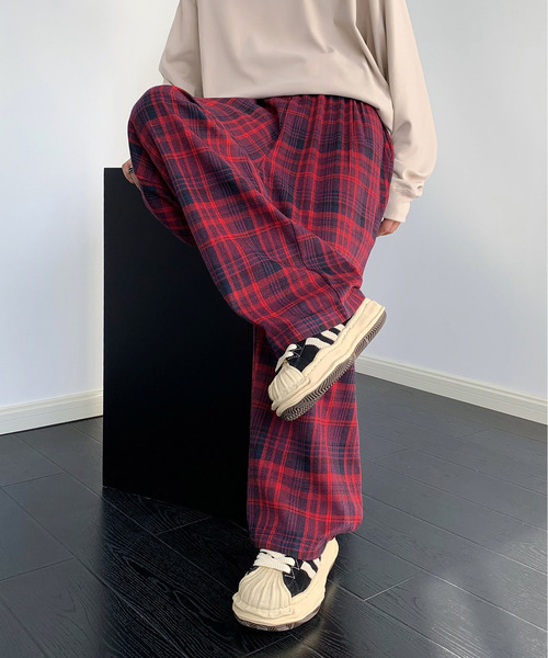 【セール】【neos】ルーズシルエット リラックス ワイド イージー ビンテージライク タータン チェック バルーン パンツ（その他パンツ）｜neos（ネオス）