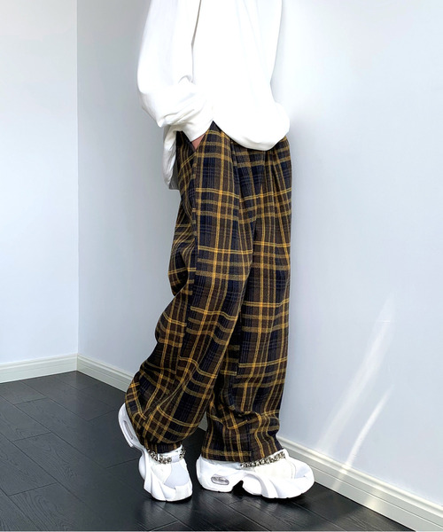 【セール】【neos】ルーズシルエット リラックス ワイド イージー ビンテージライク タータン チェック バルーン パンツ（その他パンツ）｜neos（ネオス）