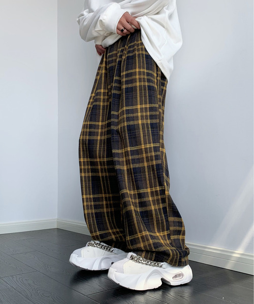 【セール】【neos】ルーズシルエット リラックス ワイド イージー ビンテージライク タータン チェック バルーン パンツ（その他パンツ）｜neos（ネオス）