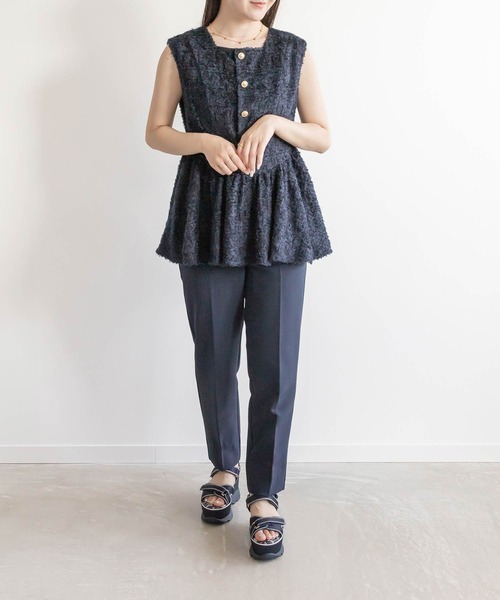 RANDA（ランダ）の「シャギーベスト風プルオーバーセットアップ（サロペット/オーバーオール・レディース・クリーム/ネイビー/ベージュ・0/1）」の3枚目の写真