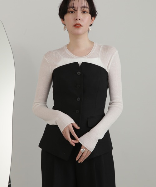 JILL STUART(ジルスチュアート)の「レーヨンポリエステルスラブビスチェ(チューブトップ・レディース・ベージュ/ブラック・SMALL/MEDIUM)」の2枚目の写真