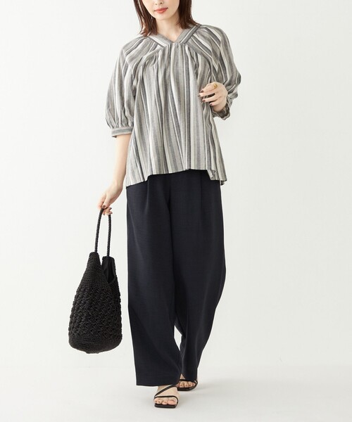 【美品】ships 黒　カゴバッグ SHIPS Colors:メタリック クロシェ バッグ◇（かごバッグ