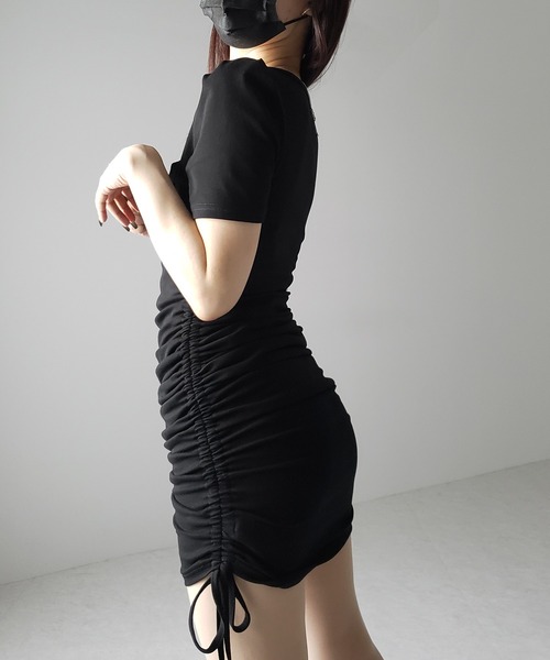 Mmeeme エムミーエメ バックリボンシャーリングミニワンピース ホワイト Mmeeme エムミーエメ バックリボンシャーリングミニワンピース