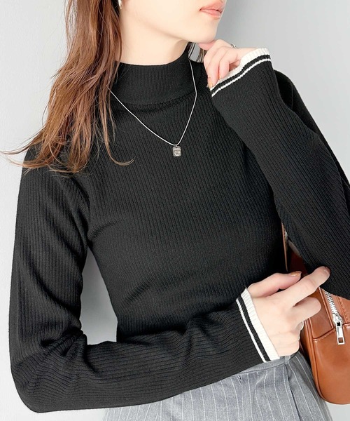配色リブニットトップス/haek haek（ハク）の「color scheme rib knit tops/配色リブニット