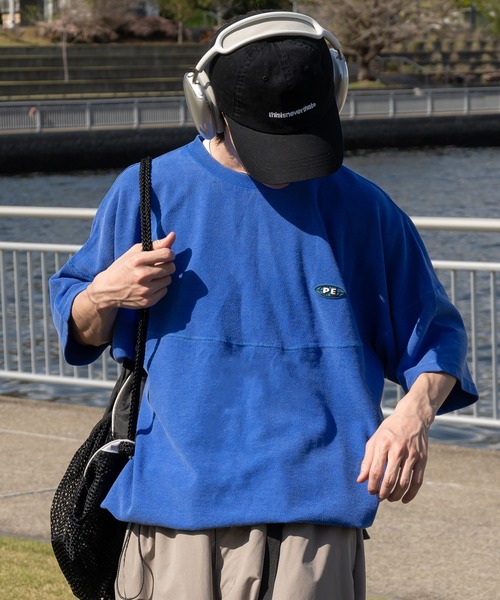 Perushu(ペルーシュ)の「ヴィンテージライクパウダーピグメントTシャツ(Tシャツ/カットソー・メンズ・ブラック/スモークピンク/ブルー・MEDIUM/LARGE)」の15枚目の写真