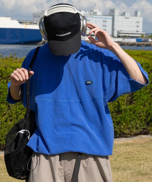 Perushu(ペルーシュ)の「ヴィンテージライクパウダーピグメントTシャツ(Tシャツ/カットソー・メンズ・ブラック/スモークピンク/ブルー・MEDIUM/LARGE)」の14枚目の写真