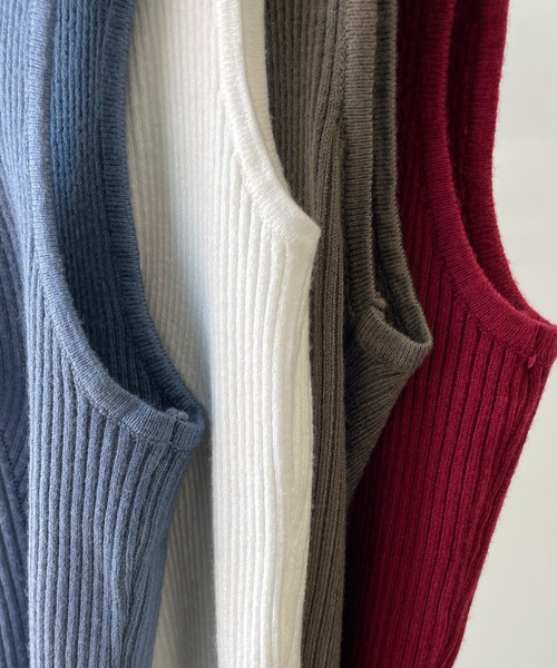 uyu.(ウユ)の「Square Neck Knit Tank Top / スクエアネックニットタンクトップ【uyu./ウユ】(タンクトップ・レディース・ホワイト/ブルー/ブラウン/レッド・FREE)」の19枚目の写真