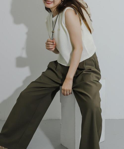 SENSE OF PLACE by URBAN RESEARCH（センスオブプレイスバイアーバンリサーチ）の「リネンタッチクロップドセーター（ニット/セーター・レディース・ネイビー/ピンク/グリーン/アイボリー/ライトブラウン・ONE）」の2枚目の写真