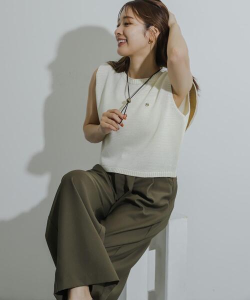 SENSE OF PLACE by URBAN RESEARCH（センスオブプレイスバイアーバンリサーチ）の「リネンタッチクロップドセーター（ニット/セーター・レディース・ネイビー/ピンク/グリーン/アイボリー/ライトブラウン・ONE）」の10枚目の写真