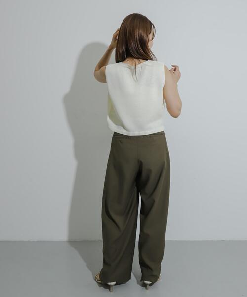 SENSE OF PLACE by URBAN RESEARCH（センスオブプレイスバイアーバンリサーチ）の「リネンタッチクロップドセーター（ニット/セーター・レディース・ネイビー/ピンク/グリーン/アイボリー/ライトブラウン・ONE）」の18枚目の写真