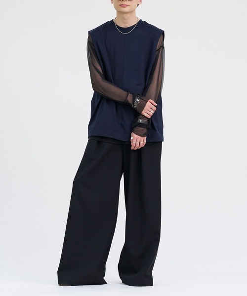 LAPIIS(ラピス)の「SLASH STITCH SLEEVELESS T-SHIRT(Tシャツ/カットソー・メンズ・ネイビー/ブラック/ブルー・FREE)」の16枚目の写真