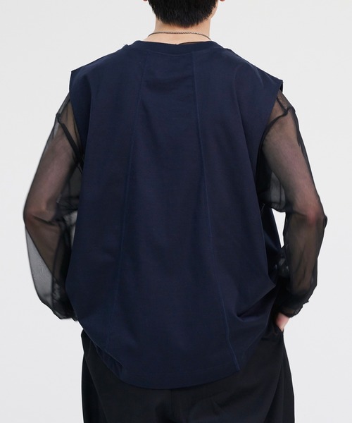 LAPIIS(ラピス)の「SLASH STITCH SLEEVELESS T-SHIRT(Tシャツ/カットソー・メンズ・ネイビー/ブラック/ブルー・FREE)」の19枚目の写真