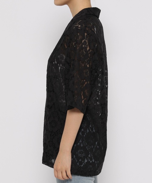 LOWRYS FARM(ローリーズファーム)の「レースシャツSS108028(シャツ/ブラウス・レディース・ブラック/アイボリー・FREE)」の4枚目の写真