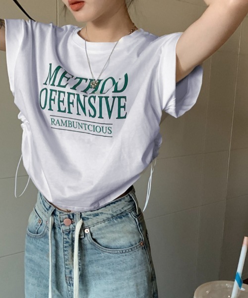 GEMEDA(ジェメダ)の「プリントクロップド半袖Tシャツ(Tシャツ/カットソー・レディース・グレー/グリーン/ホワイト・M)」の2枚目の写真