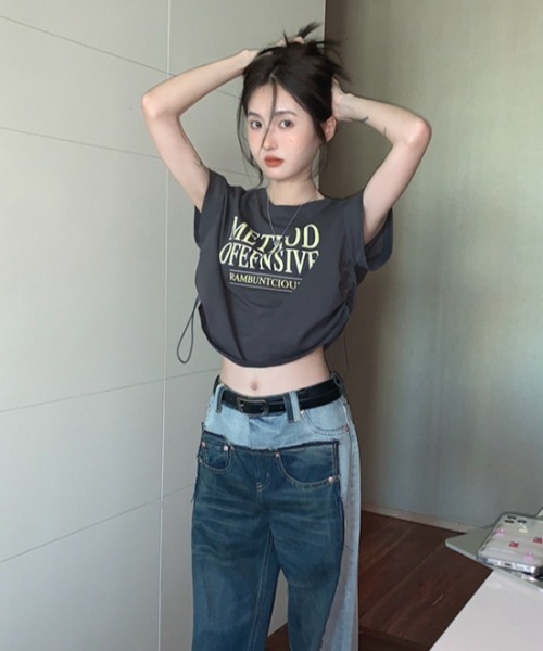 GEMEDA(ジェメダ)の「プリントクロップド半袖Tシャツ(Tシャツ/カットソー・レディース・グレー/グリーン/ホワイト・M)」の5枚目の写真