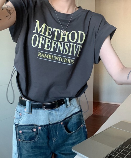 GEMEDA(ジェメダ)の「プリントクロップド半袖Tシャツ(Tシャツ/カットソー・レディース・グレー/グリーン/ホワイト・M)」の7枚目の写真