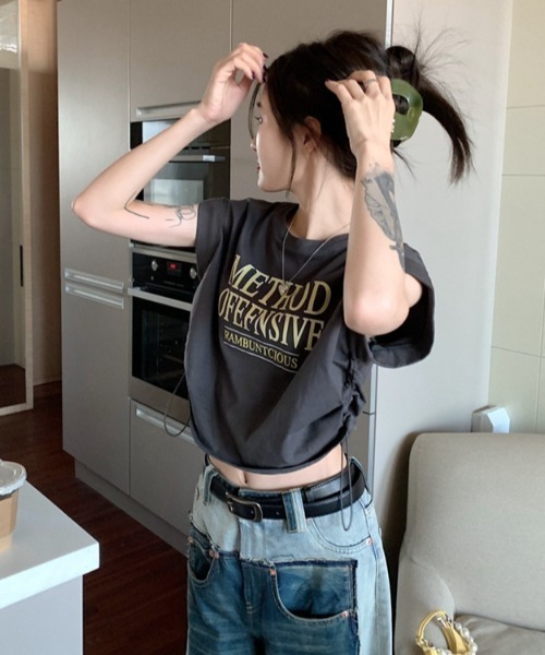 GEMEDA(ジェメダ)の「プリントクロップド半袖Tシャツ(Tシャツ/カットソー・レディース・グレー/グリーン/ホワイト・M)」の22枚目の写真