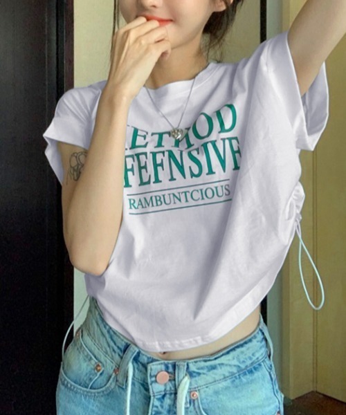 GEMEDA(ジェメダ)の「プリントクロップド半袖Tシャツ(Tシャツ/カットソー・レディース・グレー/グリーン/ホワイト・M)」の12枚目の写真