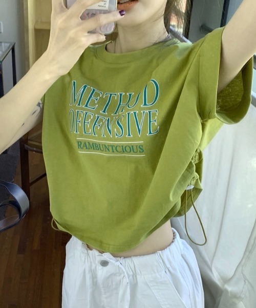 GEMEDA(ジェメダ)の「プリントクロップド半袖Tシャツ(Tシャツ/カットソー・レディース・グレー/グリーン/ホワイト・M)」の10枚目の写真