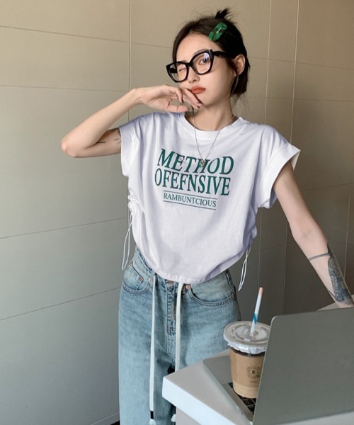 GEMEDA(ジェメダ)の「プリントクロップド半袖Tシャツ(Tシャツ/カットソー・レディース・グレー/グリーン/ホワイト・M)」の13枚目の写真