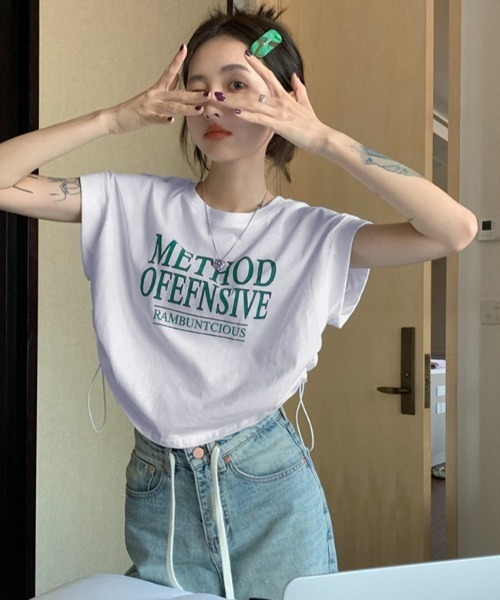 GEMEDA(ジェメダ)の「プリントクロップド半袖Tシャツ(Tシャツ/カットソー・レディース・グレー/グリーン/ホワイト・M)」の14枚目の写真