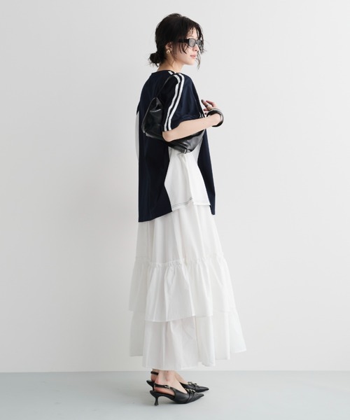 MERLOT(メルロー)の「サイドラインゲームTシャツ(Tシャツ/カットソー・レディース・ホワイト/ベージュ/ネイビー・FREE)」の11枚目の写真