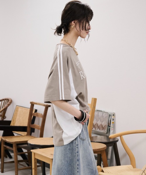MERLOT(メルロー)の「サイドラインゲームTシャツ(Tシャツ/カットソー・レディース・ホワイト/ベージュ/ネイビー・FREE)」の18枚目の写真
