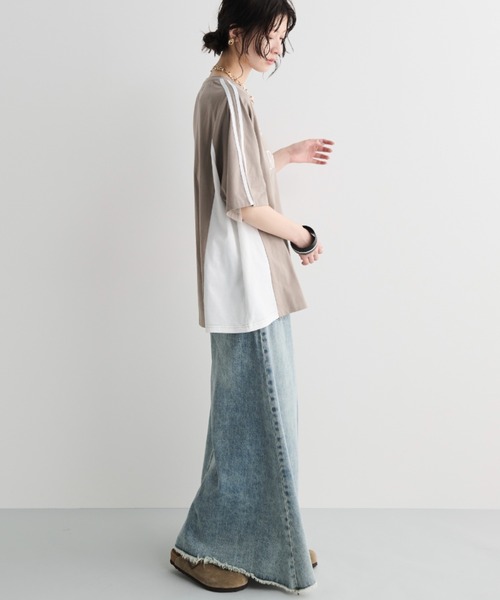 MERLOT(メルロー)の「サイドラインゲームTシャツ(Tシャツ/カットソー・レディース・ホワイト/ベージュ/ネイビー・FREE)」の21枚目の写真