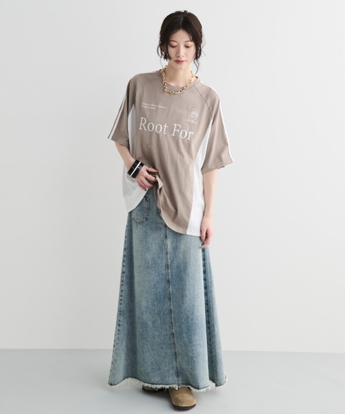 MERLOT(メルロー)の「サイドラインゲームTシャツ(Tシャツ/カットソー・レディース・ホワイト/ベージュ/ネイビー・FREE)」の20枚目の写真