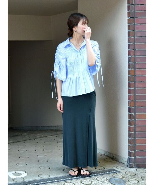 Ungrid（アングリッド）の「ギャザーデザインハーフスリーブシャツ（シャツ/ブラウス・レディース・グリーン/イエロー/その他1/オフホワイト・FREE）」の17枚目の写真