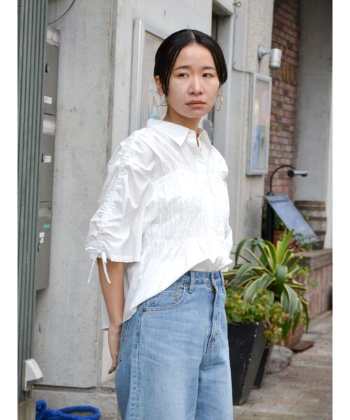 Ungrid（アングリッド）の「ギャザーデザインハーフスリーブシャツ（シャツ/ブラウス・レディース・グリーン/イエロー/その他1/オフホワイト・FREE）」の18枚目の写真