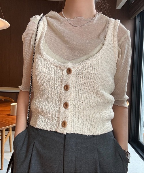 I_am(アイアム)の「u neck pile tops / uネックパイルトップス(ベスト・レディース・グレー/クリーム・FREE)」の10枚目の写真