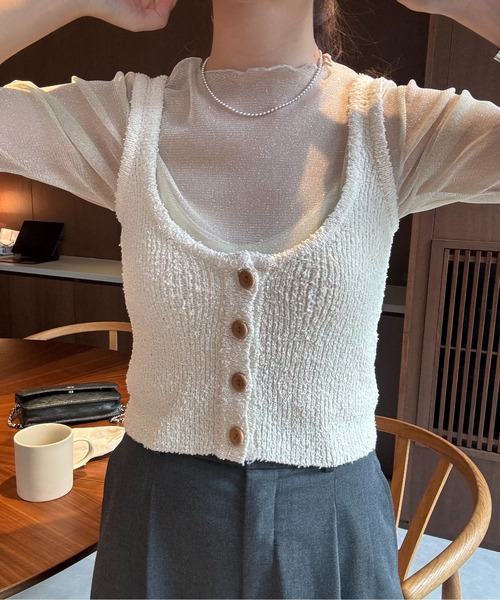 I_am(アイアム)の「u neck pile tops / uネックパイルトップス(ベスト・レディース・グレー/クリーム・FREE)」の9枚目の写真