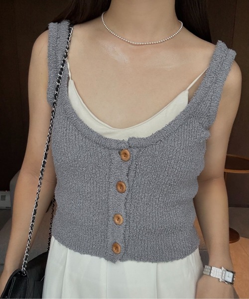 I_am(アイアム)の「u neck pile tops / uネックパイルトップス(ベスト・レディース・グレー/クリーム・FREE)」の4枚目の写真