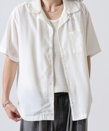 とろみ無地 オープンカラー S/S ルーズシャツ
