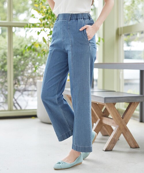 Tiaclasse(ティアクラッセ)の「【おのののかさん着用】TCデニム切替ワイドストレートパンツ(その他パンツ・レディース・ネイビー/サックスブルー・S/M/L)」の22枚目の写真