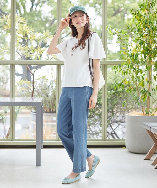 Tiaclasse(ティアクラッセ)の「【おのののかさん着用】TCデニム切替ワイドストレートパンツ(その他パンツ・レディース・ネイビー/サックスブルー・S/M/L)」の21枚目の写真